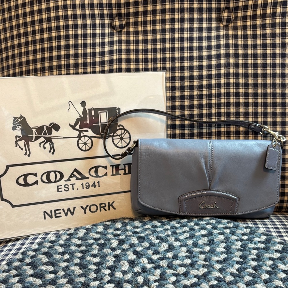 Coach Slate periwinkle Leather Wristlet